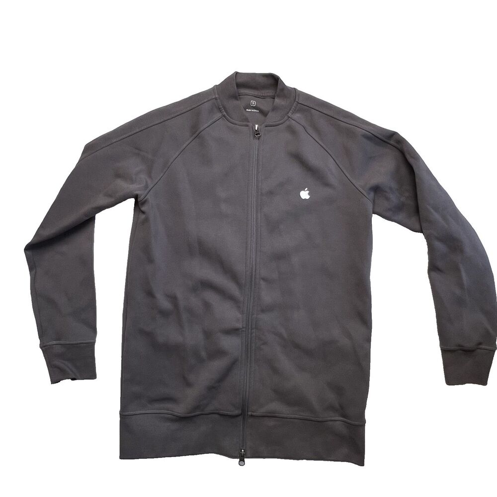 Apple Employee Uniform Jacket Full Zip Charcoal Grey Small S Track Bomber Style